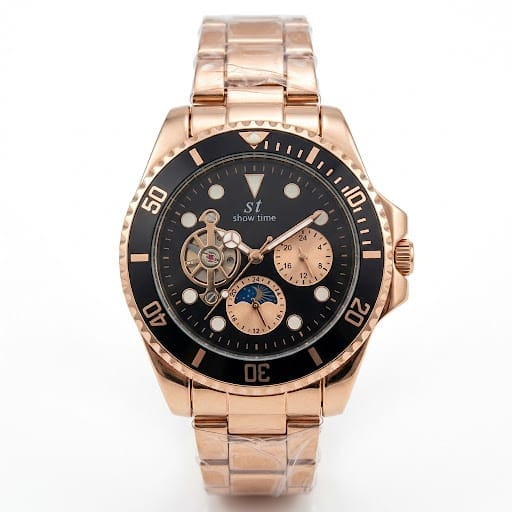 DYTONA MODEL  ROZE RENK KORDON SİYAH KADRAN PİLLİ ERKEK KOL SAATİ