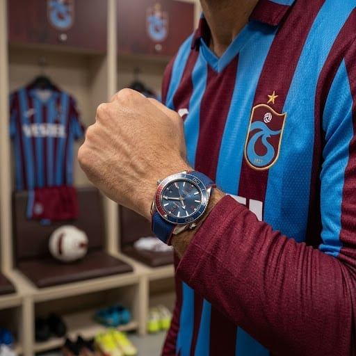 SPOR SİLİKON BORDO-MAVİ KORDON ERKEK PİLLİ SAATİ