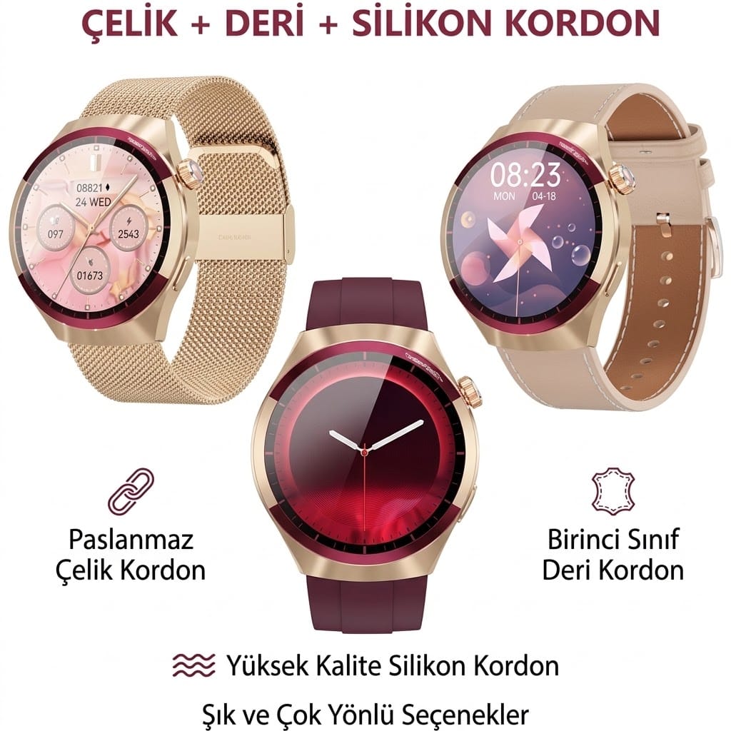 KALOBEE SK6 MİNİ 3 KORDON KADIN AKILLI KOL SAATİ